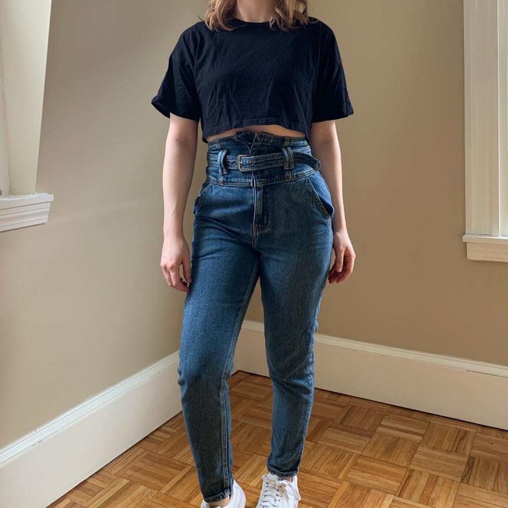 Super High Waisted Belted Skinny Jeans